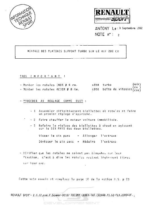 Montage platines support turbo 200 CV